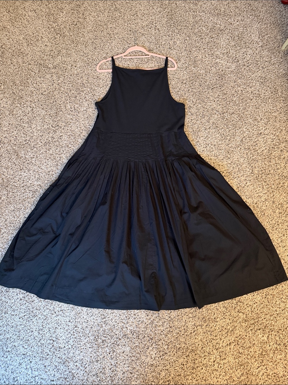 NWT JCREW Pintuck Pleated Maxi Dress Black Plus Size 2X A-Line Cotton CK707 - Picture 7 of 10